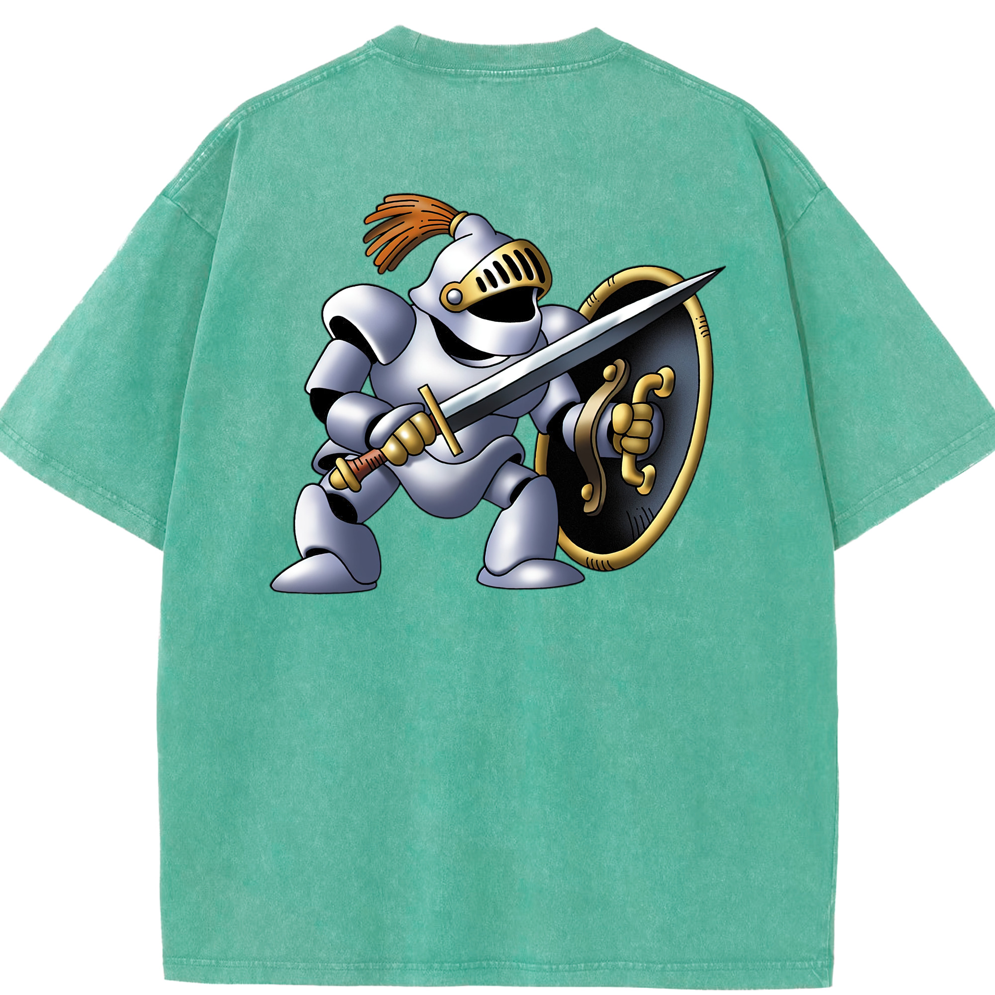 （画像用） ドラゴンクエスト Doragon Kuesuto Dragon Quest 綿100% ヴィンテージ風 半袖Tシャツ（背面プリント）